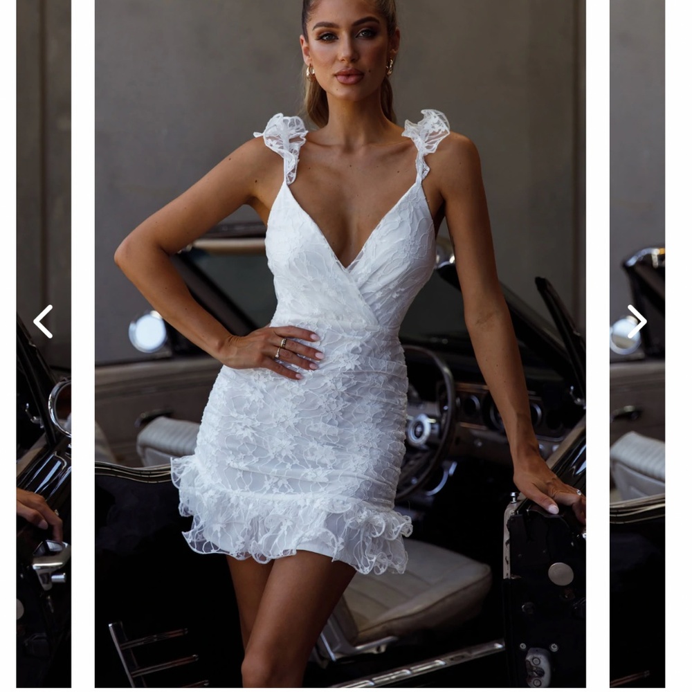 White short guipure dress